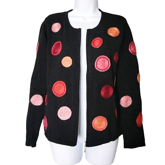 Vintage Timberlea 100% Cotten Zip Front Cardigan Sz M - Picture 1 of 6
